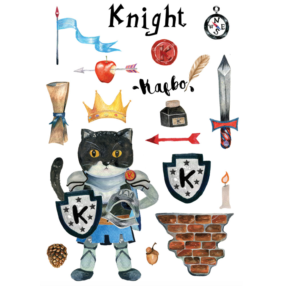 Castle Cube The Knight Sticker (The Tuxedo Cat)