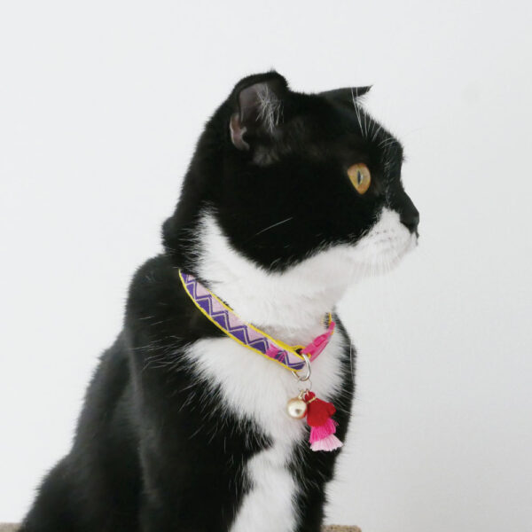 SAFETY COLLAR POM BOHEMIAN PUR-PINK